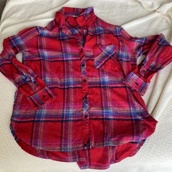 Orvis Xl plaid flannel shirt red and blue - Picture 3 of 9